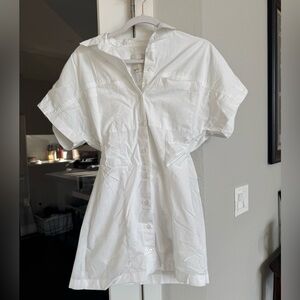 Abercrombie & Fitch White Short Sleeve Button-Up Dress